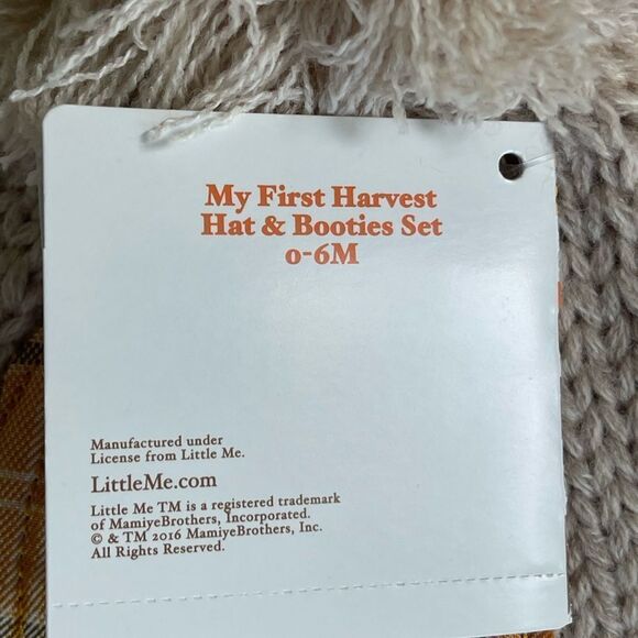 Little Me 0-6 Month Infant My 1st Harvest Knit Hat & Bootie Set NWT - Picture 3 of 5